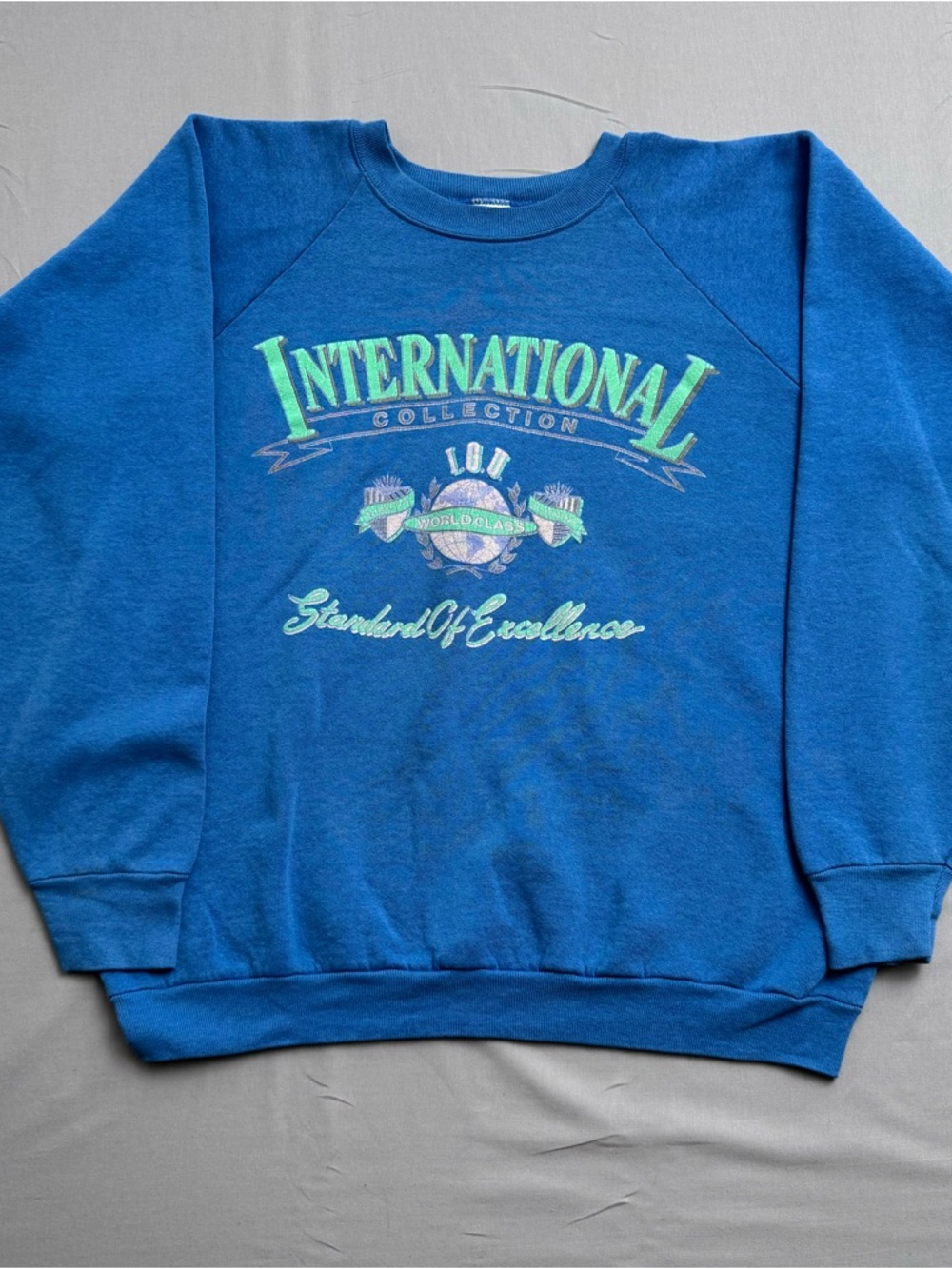 Vintage Fruit of the Loom International IOU Collection Blue XL Sweatshirt Cotton